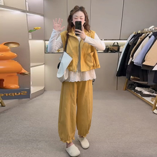 女装 气质花边打底上衣搭配马甲阔腿裤 春季 时尚 2026新款 胖妹妹大码