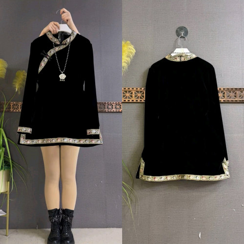 时尚显瘦古风丝绒过年新款上衣