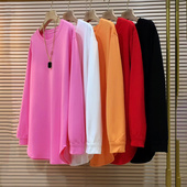 大码 女装 简约内搭净版 胖妹妹2023春秋新款 打底衫 百搭宽松T恤上衣