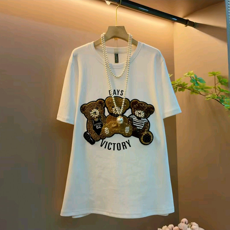 胖妹妹大码女装春季2026新款时尚感重工卡通钉珠短袖宽松百搭上衣,女装/女士精品,大码内搭,淘宝优惠券,粉丝福利购,淘宝优惠卷