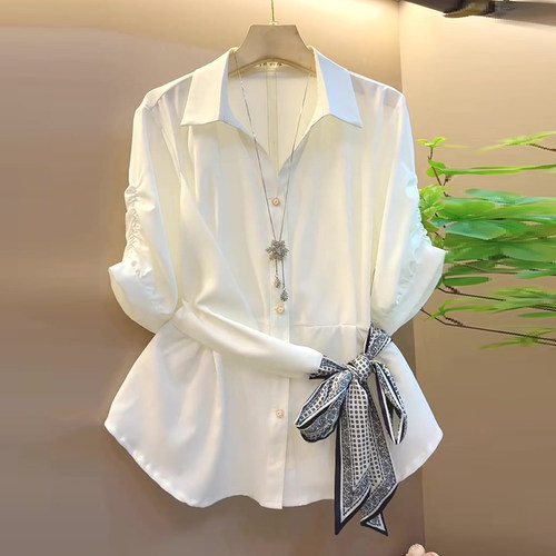 蝴蝶结系带设计感宽松短袖上衣