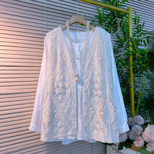 2026新款 春季 时尚 镂空针织开衫 胖mm大码 马甲搭配半开领刺绣衫 女装