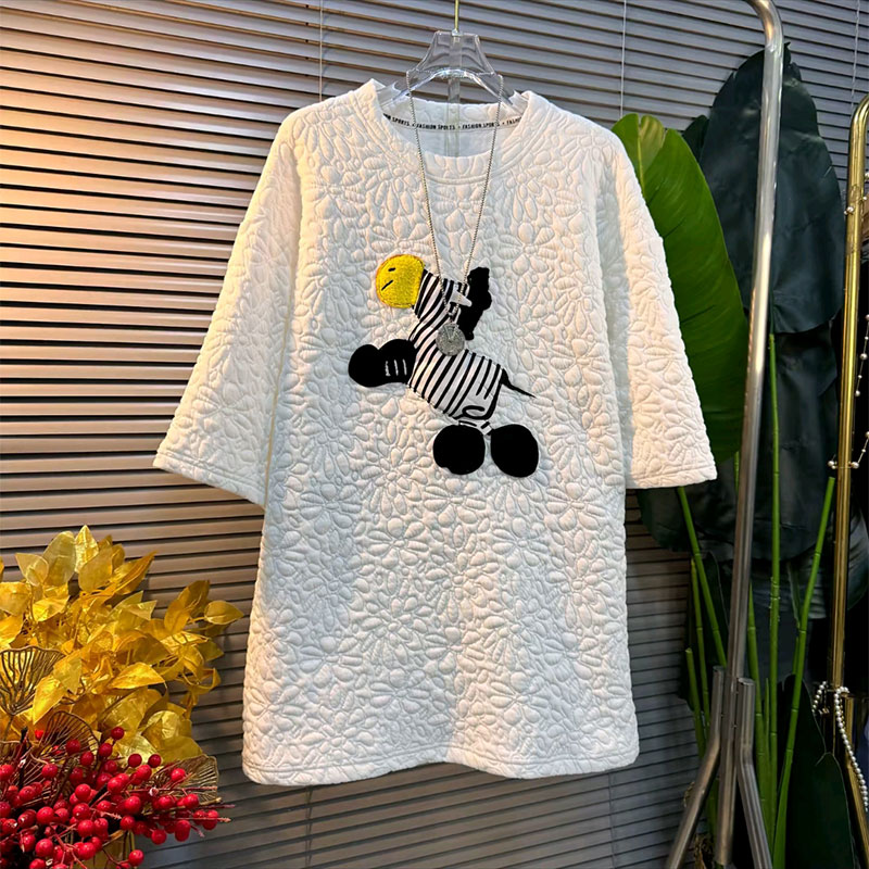 贴布卡通短袖T恤厚款休闲上衣