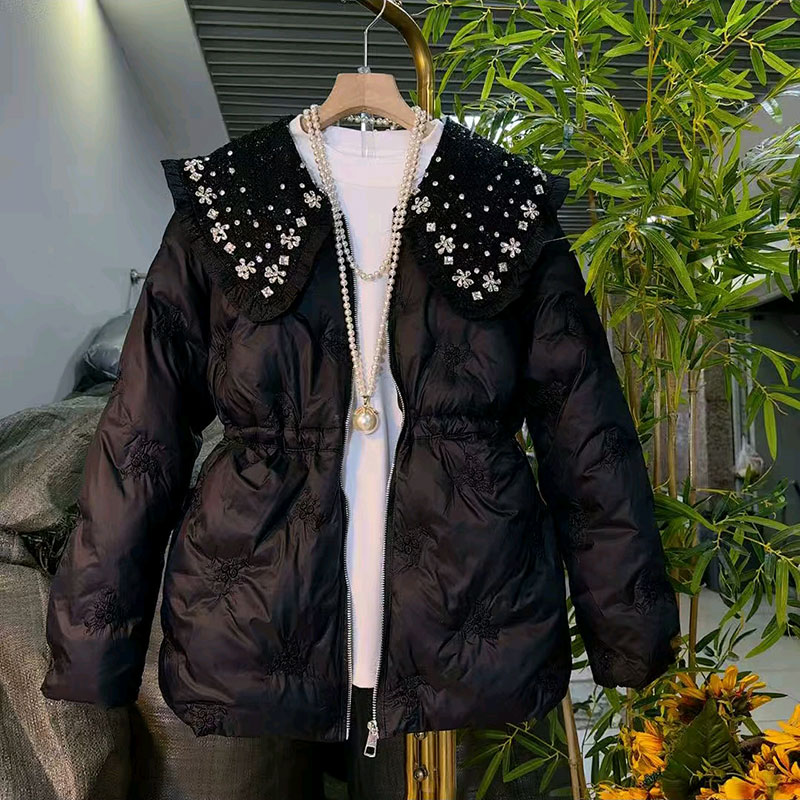 小香风上衣刺绣棉服外套冬季大码