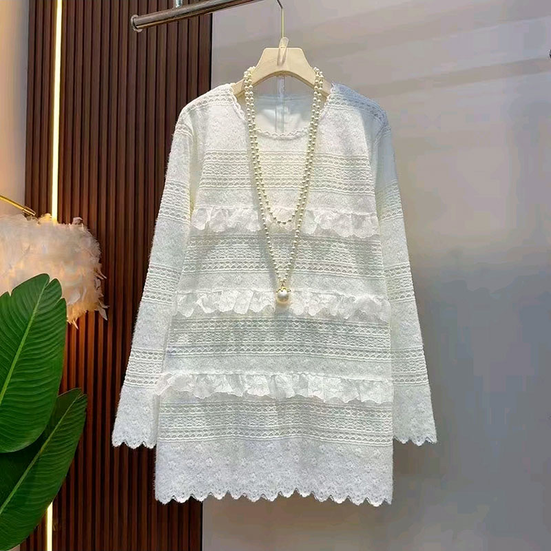 大码女装秋冬新款拼接上衣遮肉潮