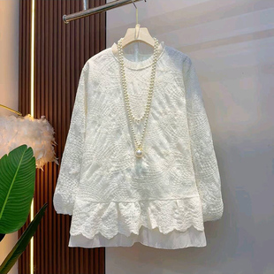 冬季 女装 韩版 大码 胖mm遮肉显瘦上衣 气质刺绣设计感女人衫 2025爆款