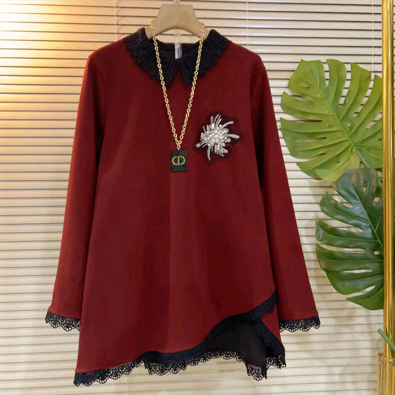 胖MM大码女装冬季新款上衣欧货时尚洋气重工不规则翻领显瘦打底衫,女装/女士精品,大码内搭,淘宝优惠券,粉丝福利购,淘宝优惠卷