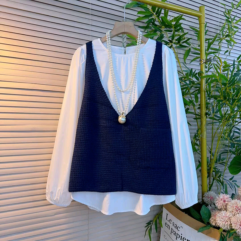 时尚针织背心马甲百搭长袖打底衫