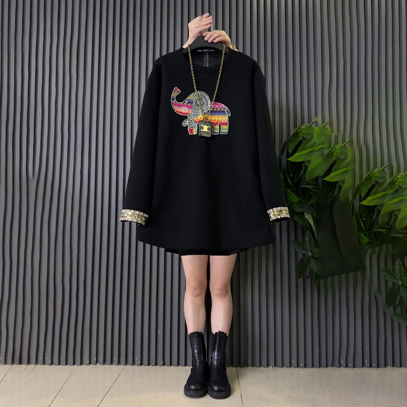 韩版时尚重工小象加绒百搭大衫冬