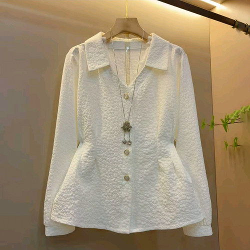 时尚翻领长袖显瘦百搭气质上衣