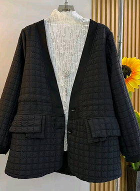 大码女装轻薄款抽绳收腰宽松棉服