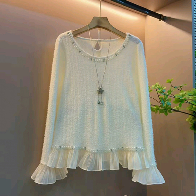 欧货重工百搭花边减龄小清新上衣