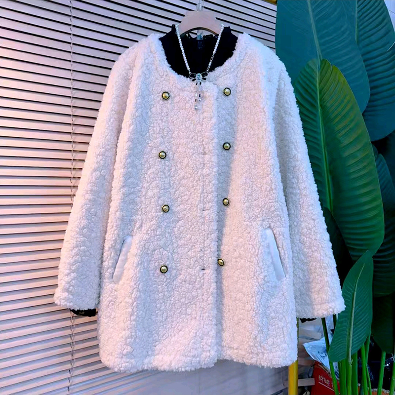 冬季大码女装双排扣皮毛大衣外套