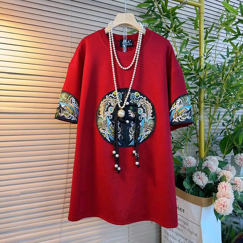 新中式民族复古刺绣款短袖T恤衫