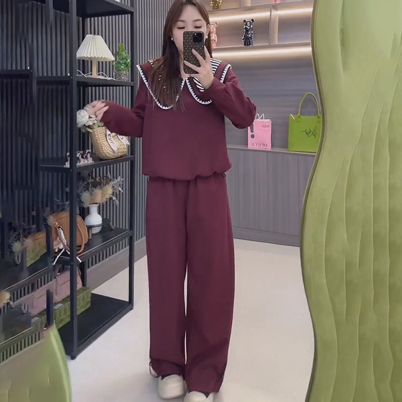 胖妹妹大码女装甜美娃娃领套头上衣裤子套装新款休闲显瘦两件套潮,女装/女士精品,大码套装,淘宝优惠券,粉丝福利购,淘宝优惠卷