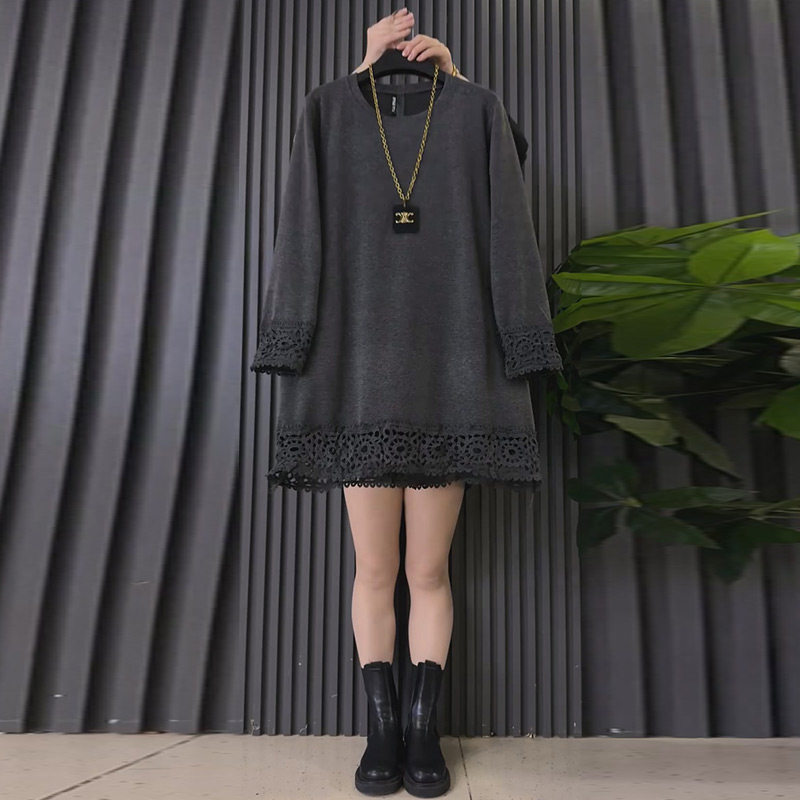 胖妹妹大码女装韩版时尚拼接花边宽松大衫新款简约遮肉显瘦百搭衫,女装/女士精品,大码内搭,淘宝优惠券,粉丝福利购,淘宝优惠卷