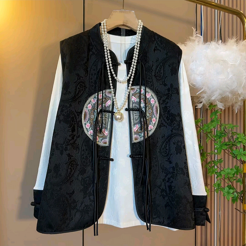 胖妹妹2026春季新款大码女装欧货新中式复古盘扣马甲显瘦两件套潮,女装/女士精品,大码套装,淘宝优惠券,粉丝福利购,淘宝优惠卷