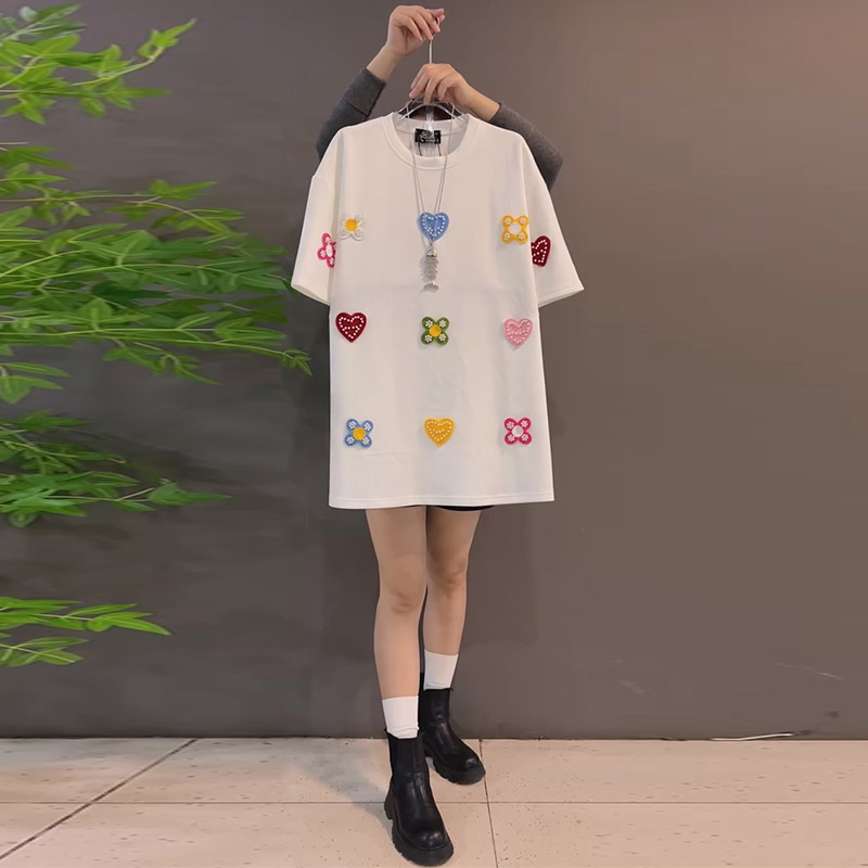 个性花朵爱心短袖T恤衫