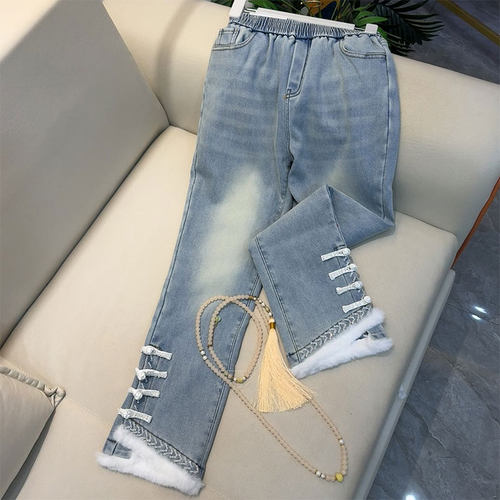 百搭显瘦裤子毛毛边女裤