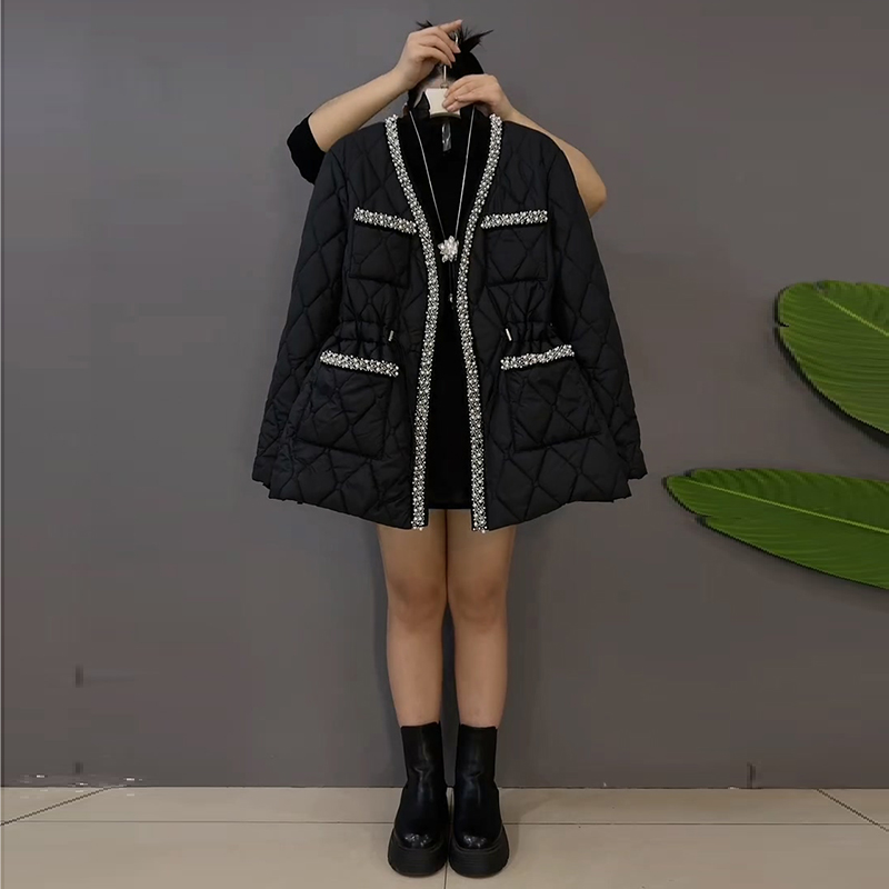 欧货时尚重工钉珠小香风棉服外套