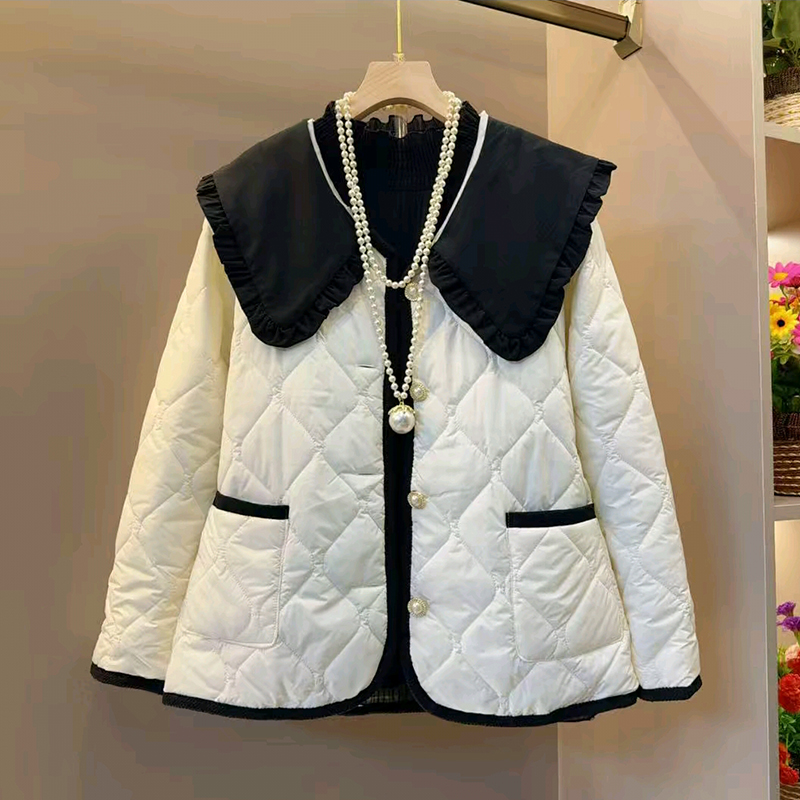 大码海军领甜美设计感棉服外套女