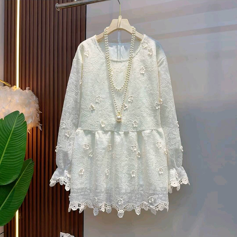 爆款欧洲站气质蕾丝刺绣女人衫女