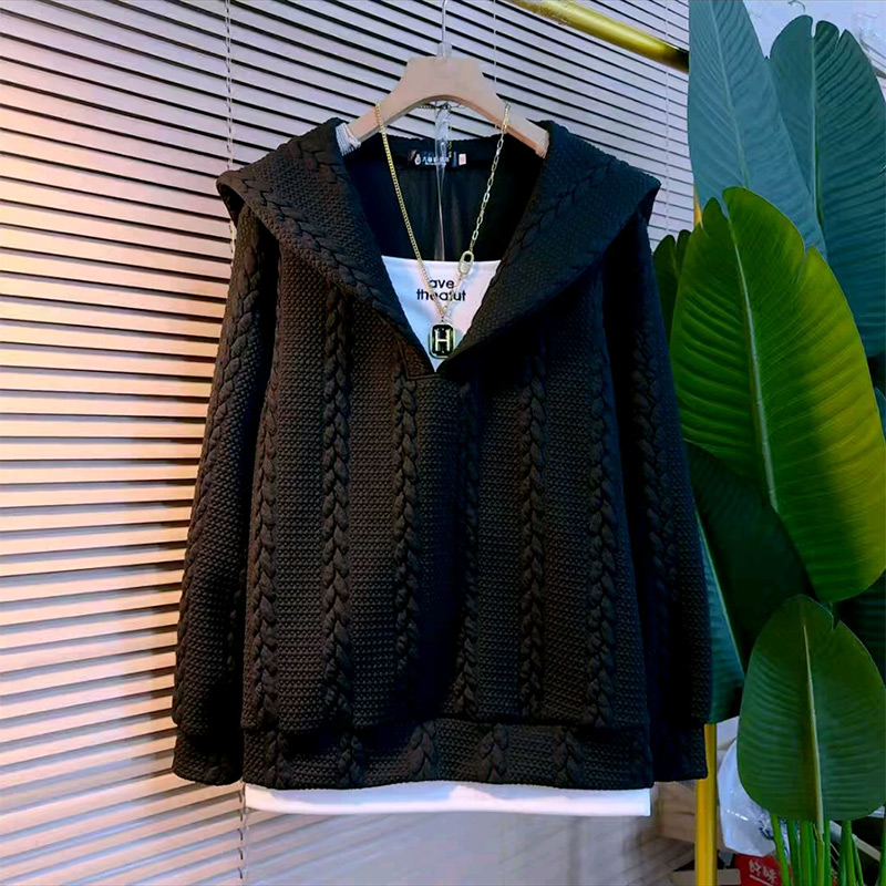 设计感宽松假两件卫衣