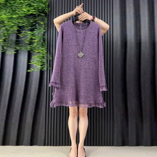 蕾丝拼接百搭T恤大衫 大码 简约时尚 韩版 胖mm中长上衣 女装