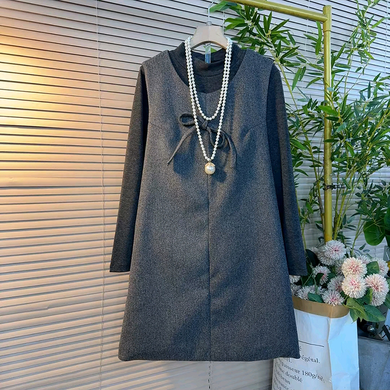 冬季大码女装坎袖连衣裙打底衫