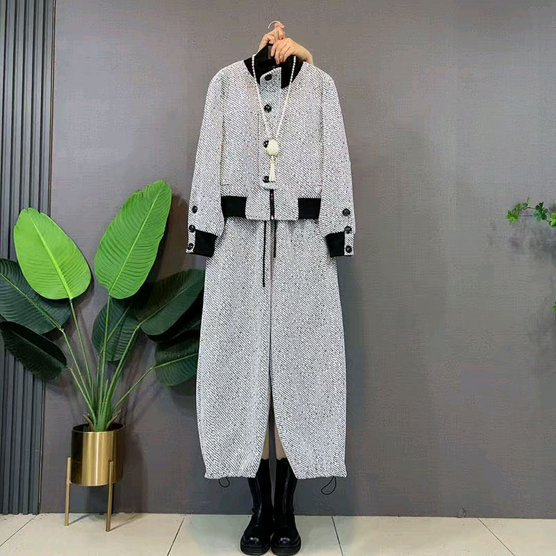 慵懒风春季新款百搭外套立领长袖上衣抽绳裤子两件套大码女装遮肉,女装/女士精品,大码套装,淘宝优惠券,粉丝福利购,淘宝优惠卷