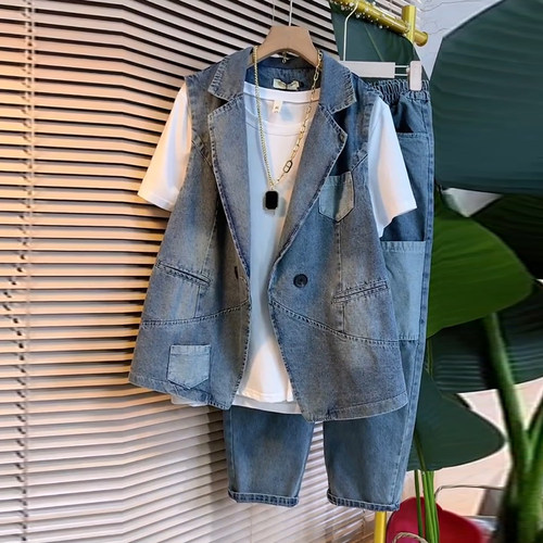 时尚宽松休闲牛仔两件套