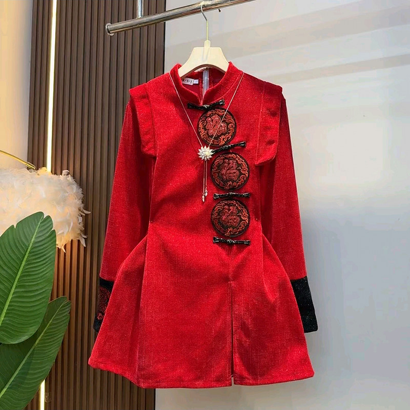 胖妹妹大码女装春季新款中国风盘扣设计感收腰中长款开叉洋气上衣,女装/女士精品,大码内搭,淘宝优惠券,粉丝福利购,淘宝优惠卷