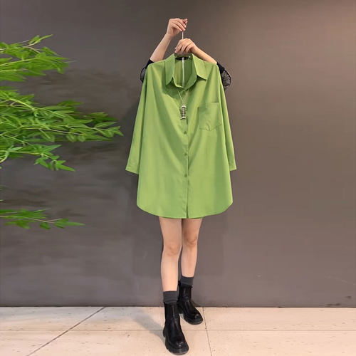 2026春季新款欧货简约中长款衬衫