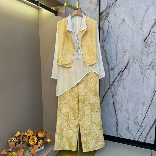 新中式不规则下摆宽松显瘦三件套