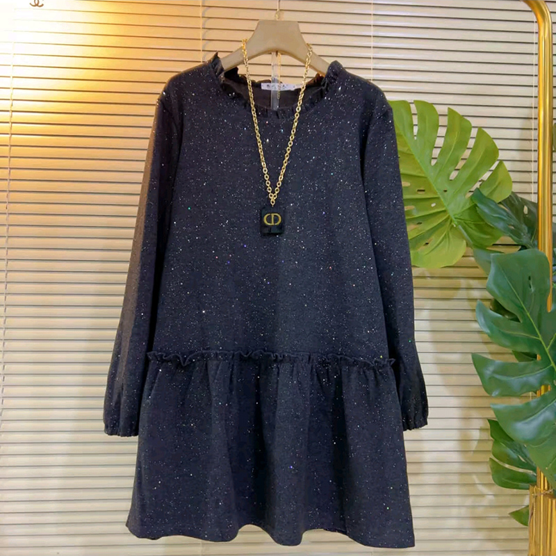 韩版撒星木耳边大码女装大衫