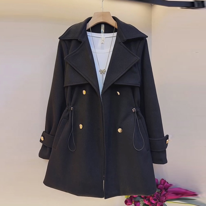 西服领收腰夹棉风衣外套