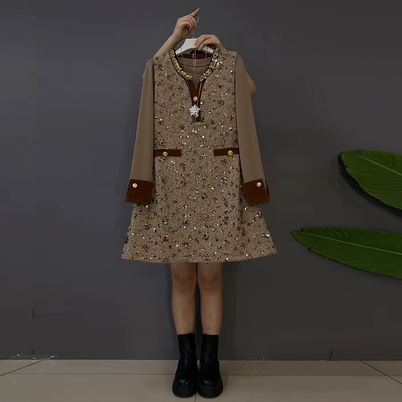 小香风重工亮片马甲裙打底套装