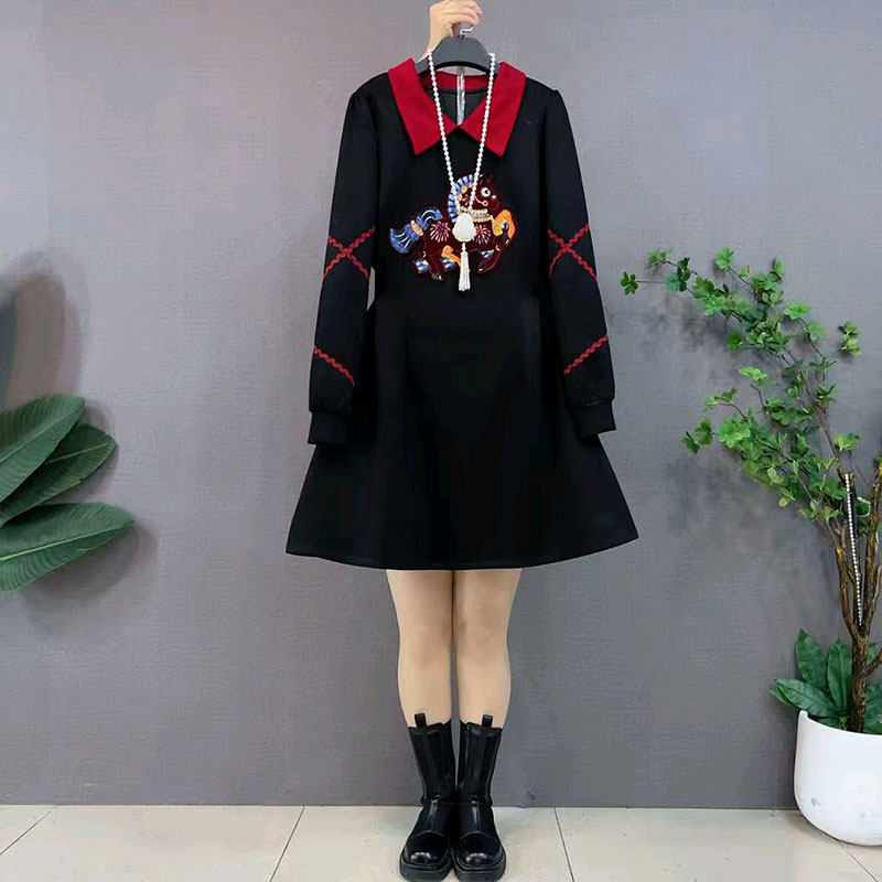 2026春季新款欧货洋气遮肉小马新年连衣裙大码女装胖mm拼色领女裙,女装/女士精品,大码连衣裙,淘宝优惠券,粉丝福利购,淘宝优惠卷