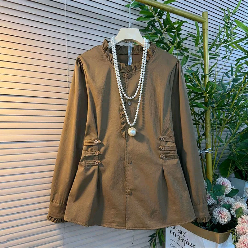 木耳花边遮肉显瘦百搭衬衫