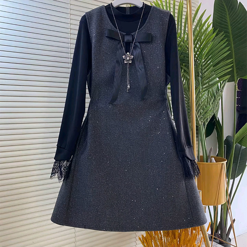 蝴蝶结亮晶晶马甲裙套装