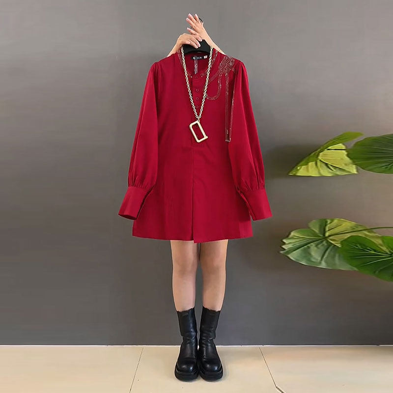 衬衫简约百搭烫钻气质上衣