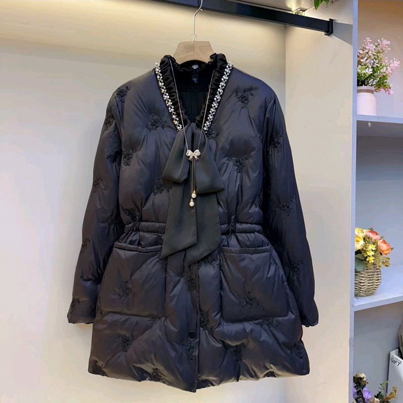 高级感法式领结名媛收腰棉服外套