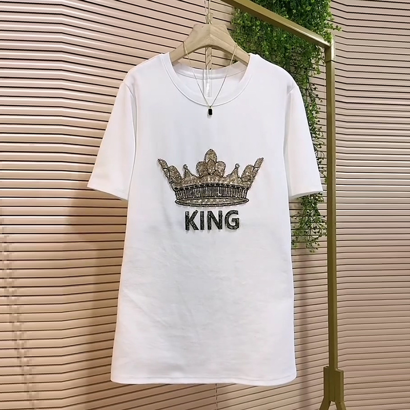 时尚韩版重工订钻百搭半袖T恤