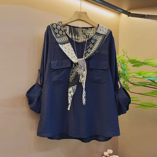 宽松时尚花边系带上衣