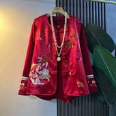 2026新款 国风大码 女装 胖妹妹春季 民族风时尚 复古锦鲤绣花马甲打底