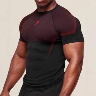印花圆领t恤 gym运动健身跑步训练服弹力时尚 tuoko亚马逊男士 短袖