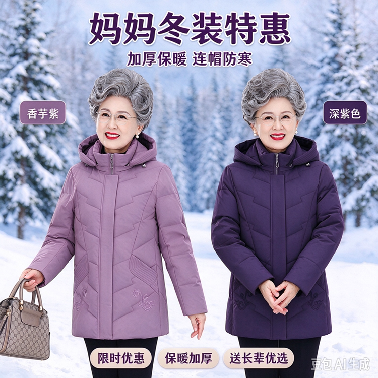 捡漏加厚保暖大码羽绒服女妈妈装