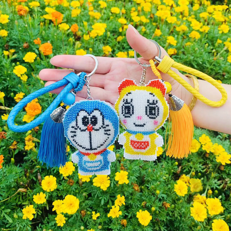 十字绣全珠绣钥匙扣哆啦A梦挂件