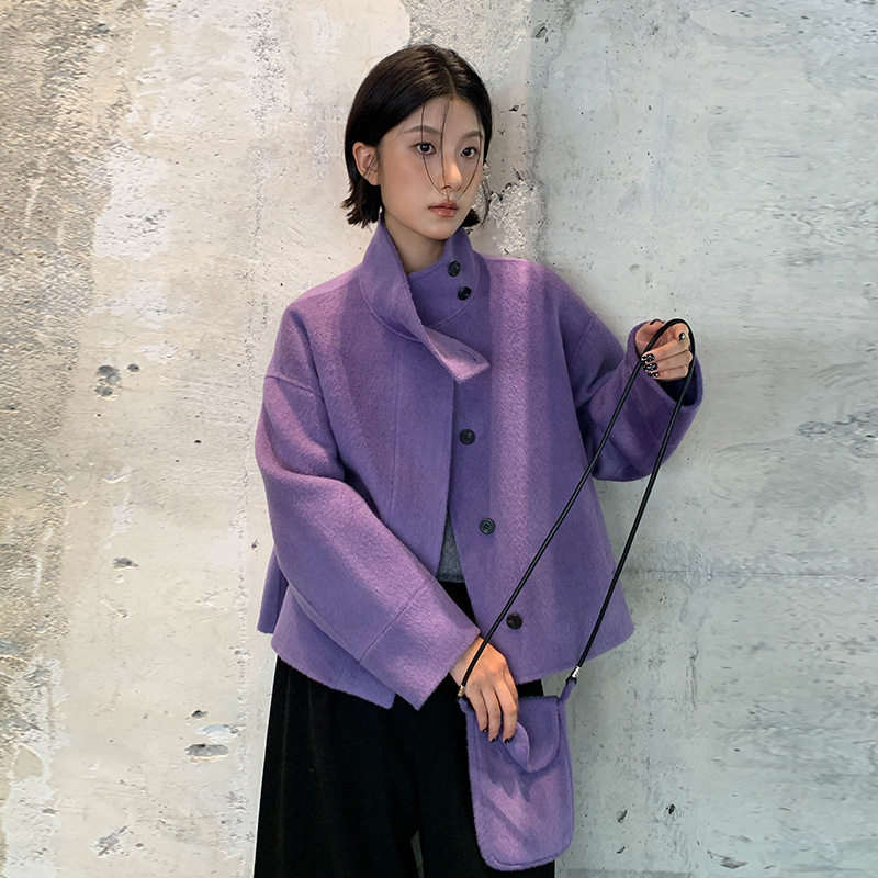 MOXI2025冬季新款韩版女士羊毛大衣小个子中长款双面羊绒毛呢外套