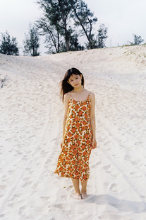 梦茴1997 吊带开叉连衣裙 夏季 定制复古向日葵花色海边沙滩无袖